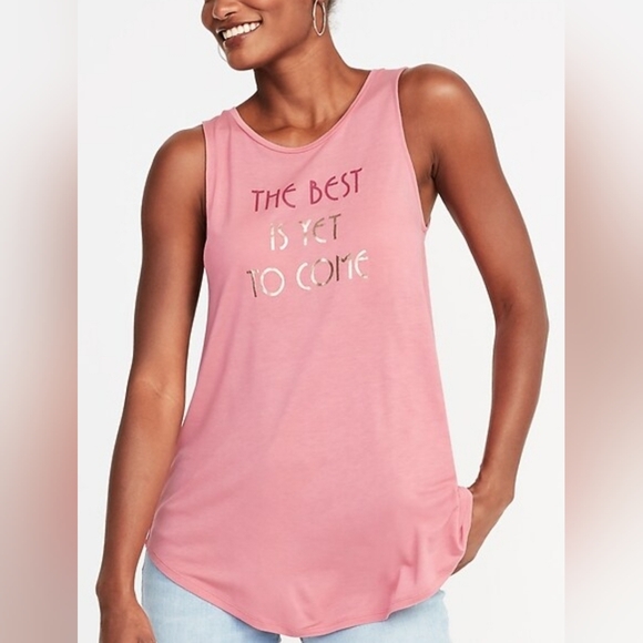 NWOT OLD NAVY Luxe Graphic Swing Tank The Best Is Yet To Come Size Large - Picture 11 of 11